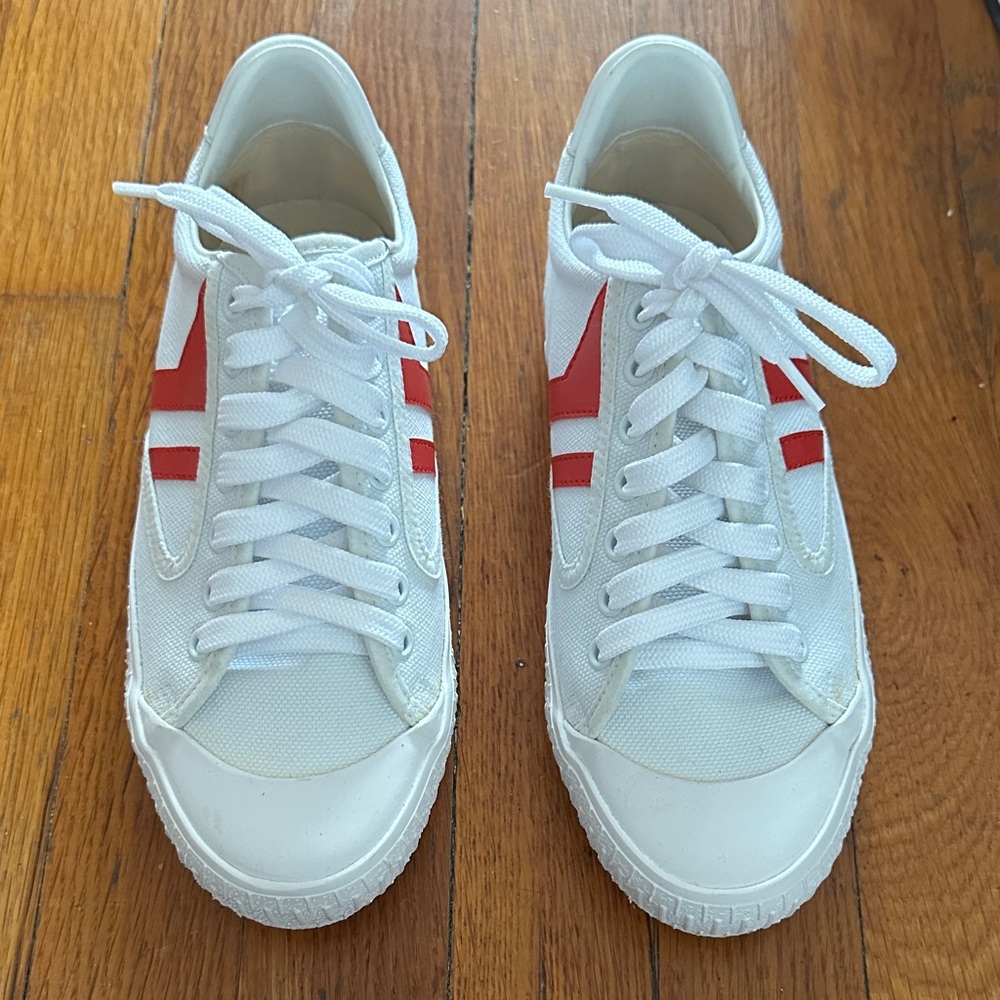 Celine White canvas and Red Sneakers
